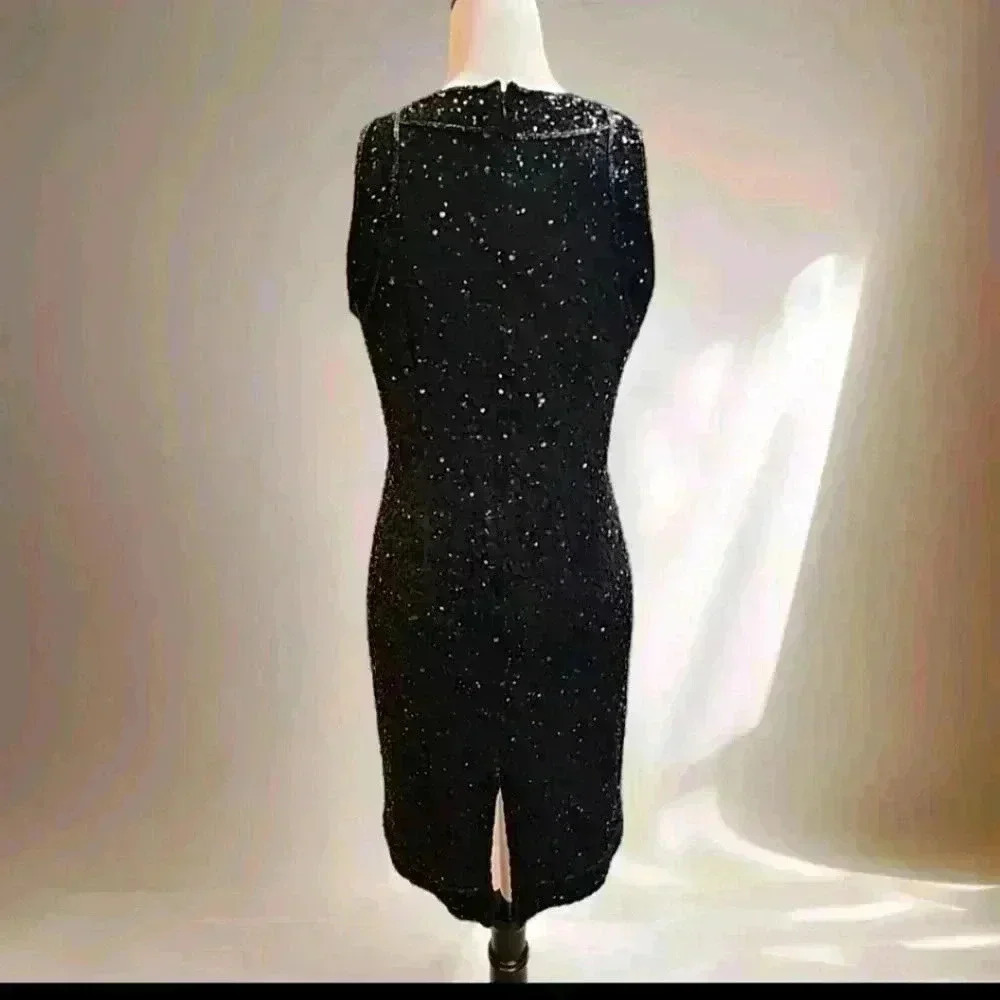 823. Krishma beaded black sleeveless dress Medium (G2) - Picture 4 of 6